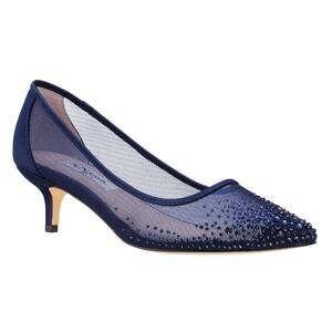 Nina Women Sofie Pointed Toe Embellished Pump Heels Sz US 10M New Navy Blue Mesh